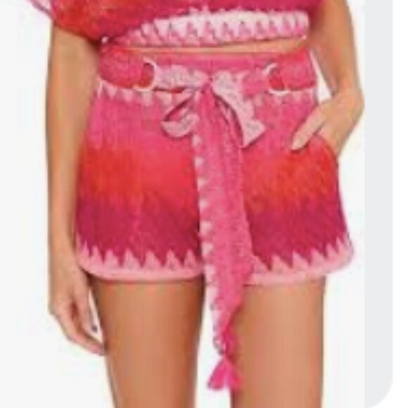 Trina Turk Crochet Multi Color Cover Up Shorts With Pockets Women's Size L NWT - Picture 1 of 5